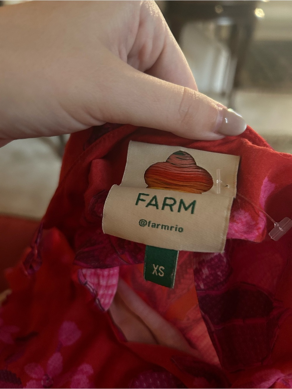 Farm Rio Red Floral Slip Maxi Dress with Pink Blooms - Picture 3 of 3